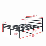 Metal Platform Bed Frame, Iron-Art Headboard Footboard Hardened Steel Slats Under Bed Storage Noise-Free No Box Spring Needed