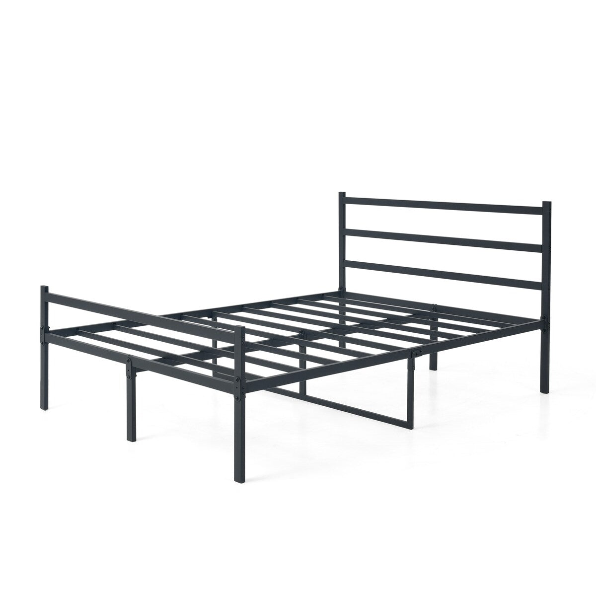Metal Platform Bed Frame, Iron-Art Headboard Footboard Hardened Steel Slats Under Bed Storage Noise-Free No Box Spring Needed
