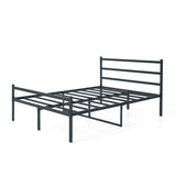 Metal Platform Bed Frame, Iron-Art Headboard Footboard Hardened Steel Slats Under Bed Storage Noise-Free No Box Spring Needed