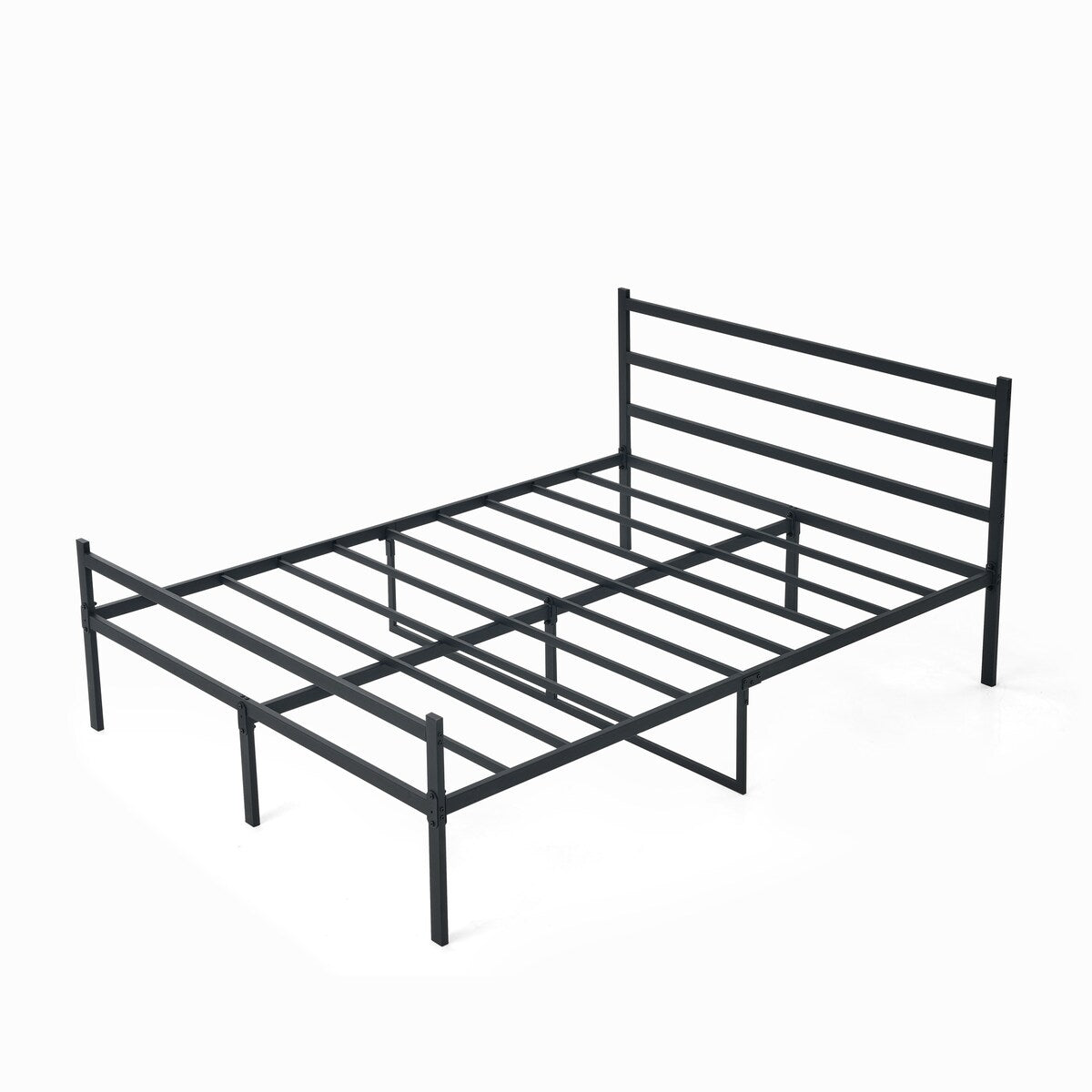 Metal Platform Bed Frame, Iron-Art Headboard Footboard Hardened Steel Slats Under Bed Storage Noise-Free No Box Spring Needed