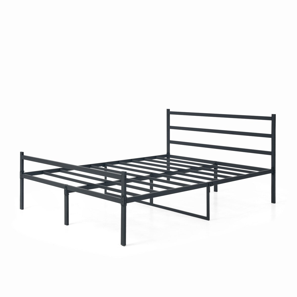 Metal Platform Bed Frame, Iron-Art Headboard Footboard Hardened Steel Slats Under Bed Storage Noise-Free No Box Spring Needed
