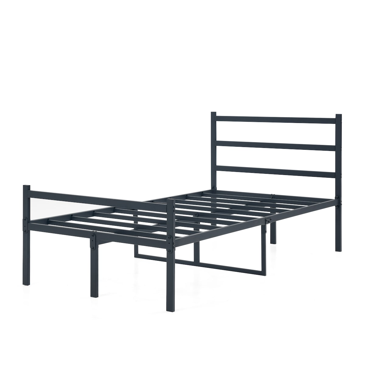 Metal Platform Bed Frame, Iron-Art Headboard Footboard Hardened Steel Slats Under Bed Storage Noise-Free No Box Spring Needed