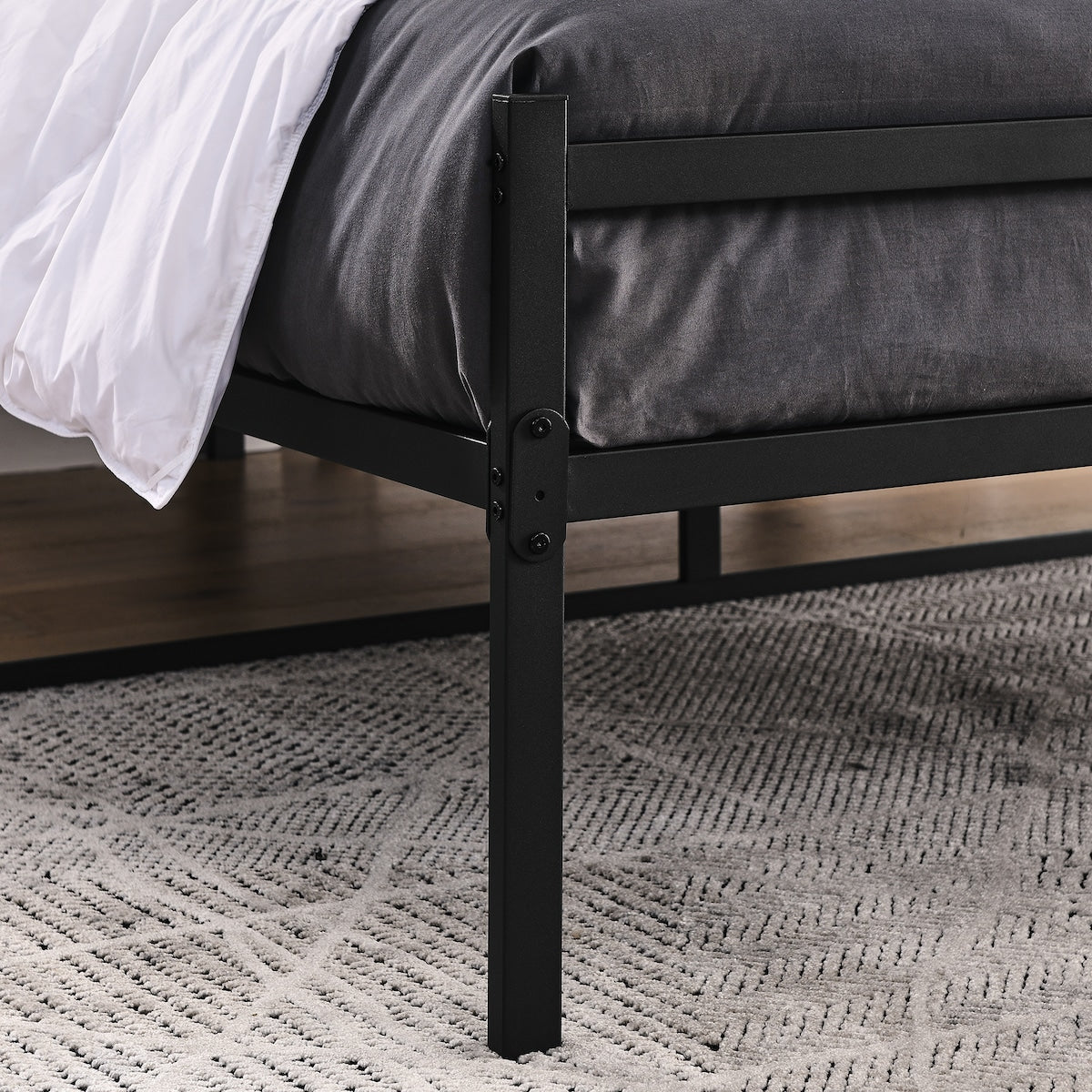 Metal Platform Bed Frame, Iron-Art Headboard Footboard Hardened Steel Slats Under Bed Storage Noise-Free No Box Spring Needed