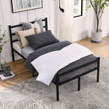 Metal Platform Bed Frame, Iron-Art Headboard Footboard Hardened Steel Slats Under Bed Storage Noise-Free No Box Spring Needed