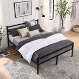 Metal Platform Bed Frame, Iron-Art Headboard Footboard Hardened Steel Slats Under Bed Storage Noise-Free No Box Spring Needed