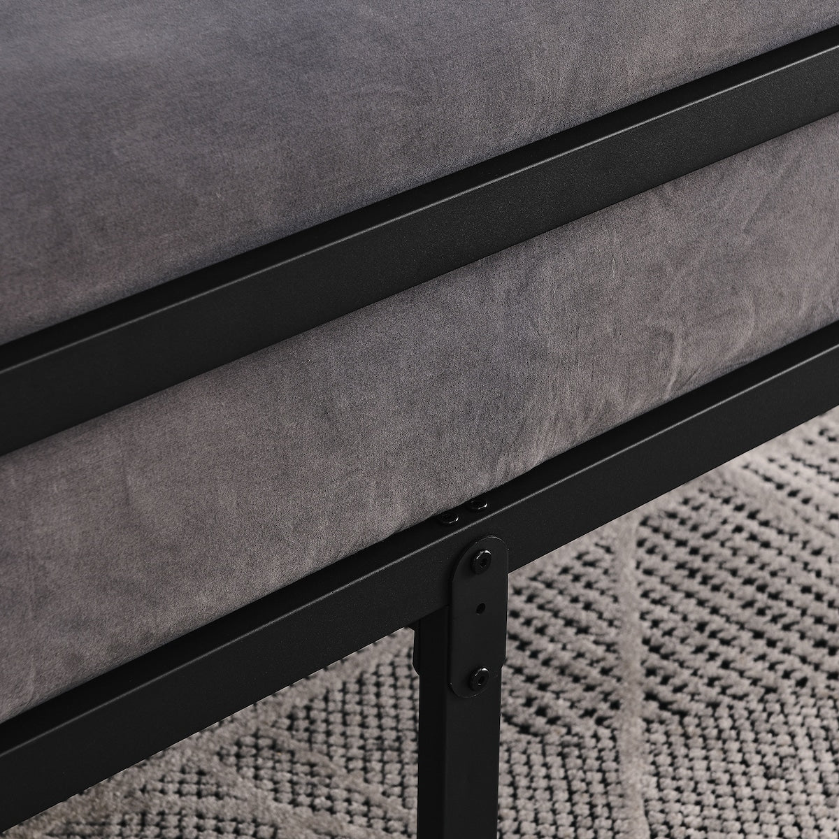 Metal Platform Bed Frame, Iron-Art Headboard Footboard Hardened Steel Slats Under Bed Storage Noise-Free No Box Spring Needed