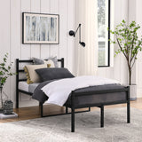 Metal Platform Bed Frame, Iron-Art Headboard Footboard Hardened Steel Slats Under Bed Storage Noise-Free No Box Spring Needed