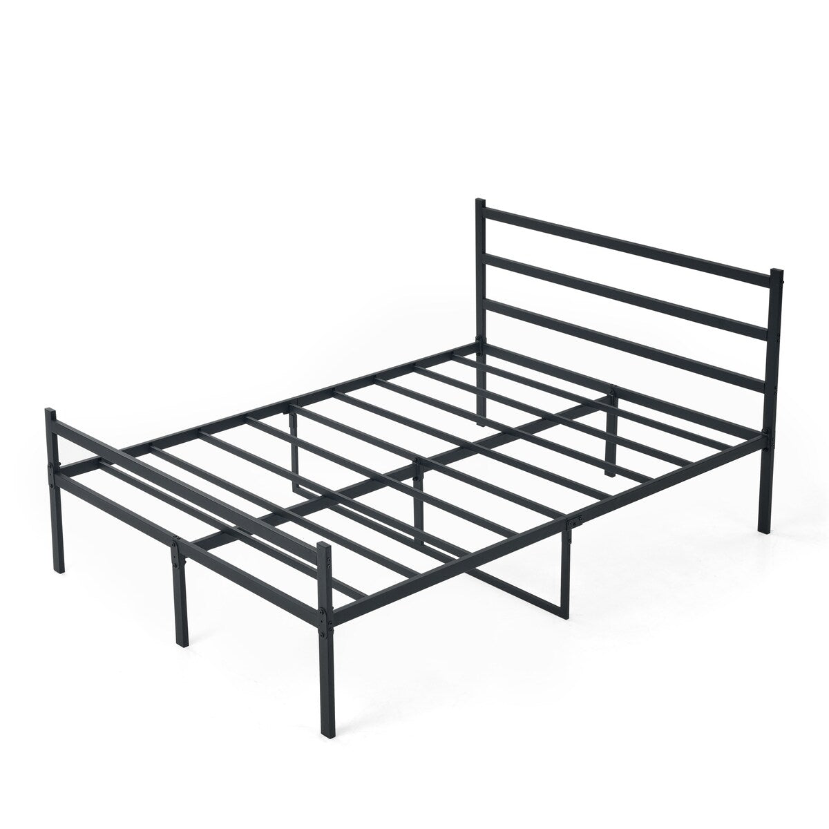 Metal Platform Bed Frame, Iron-Art Headboard Footboard Hardened Steel Slats Under Bed Storage Noise-Free No Box Spring Needed
