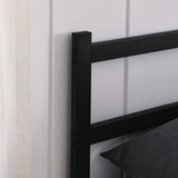Metal Platform Bed Frame, Iron-Art Headboard Footboard Hardened Steel Slats Under Bed Storage Noise-Free No Box Spring Needed