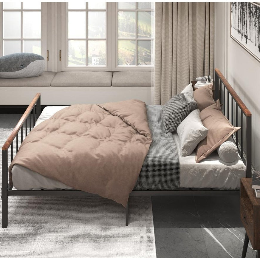 Metal Platform Bed frame with Headboard and Footboard,Sturdy Metal Frame