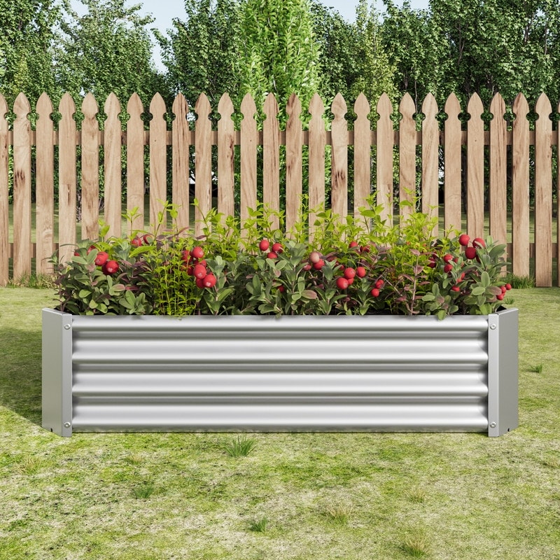 Metal Raised Garden Bed Outdoor Rectangle Planter Box for Gardening