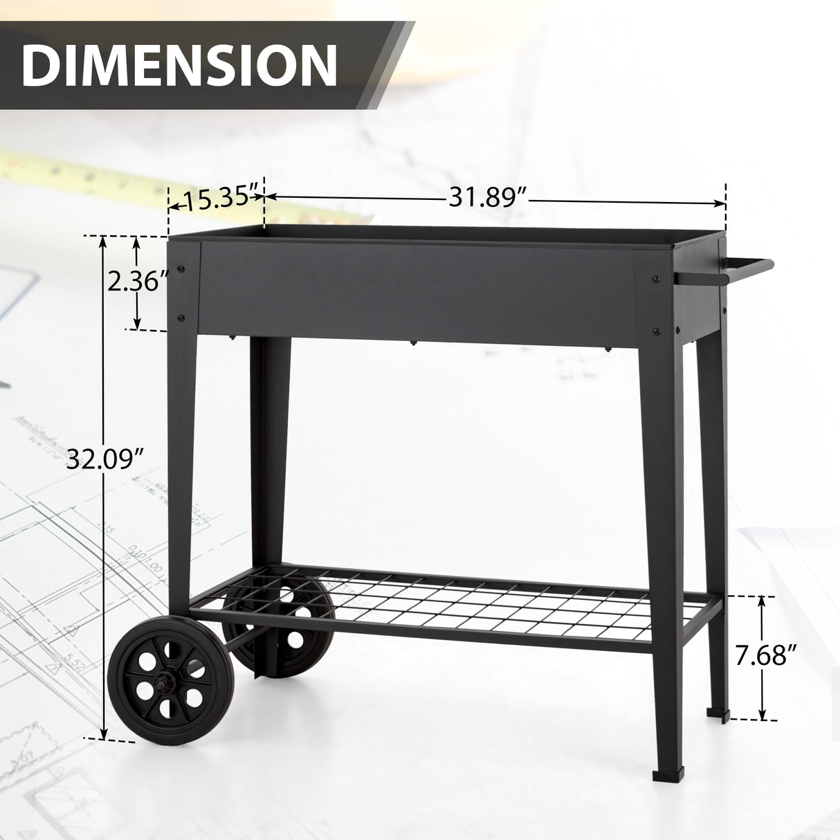 MAISON ARTS Metal Raised Planter Box with Legs Outdoor Elevated Garden Bed On Wheels for Vegetables Flower Herb