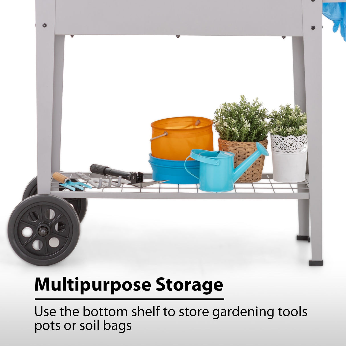 MAISON ARTS Metal Raised Planter Box with Legs Outdoor Elevated Garden Bed On Wheels for Vegetables Flower Herb