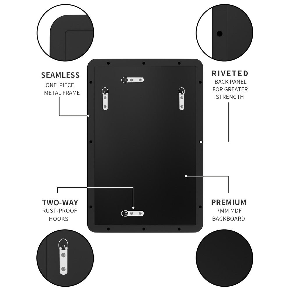 Metal Rectangles Wall Mirror - Black