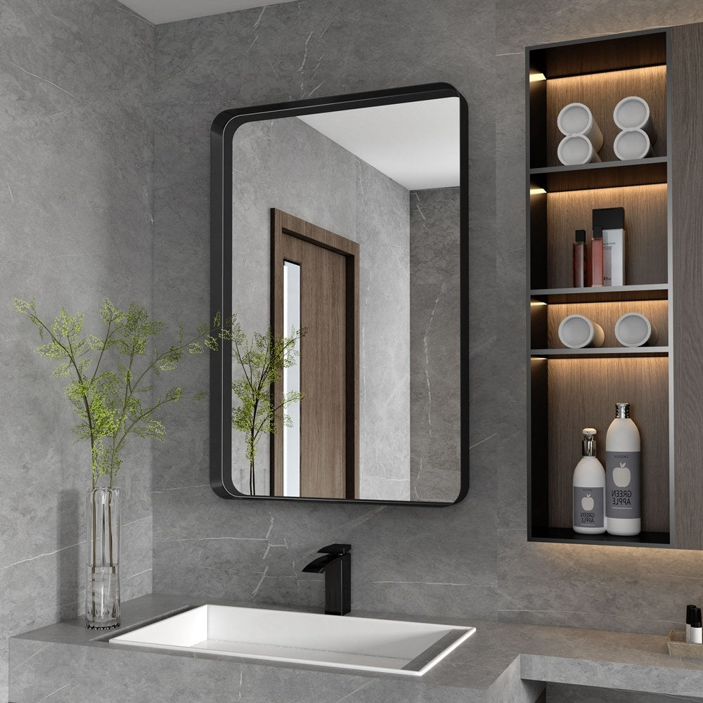 Metal Rectangles Wall Mirror - Black