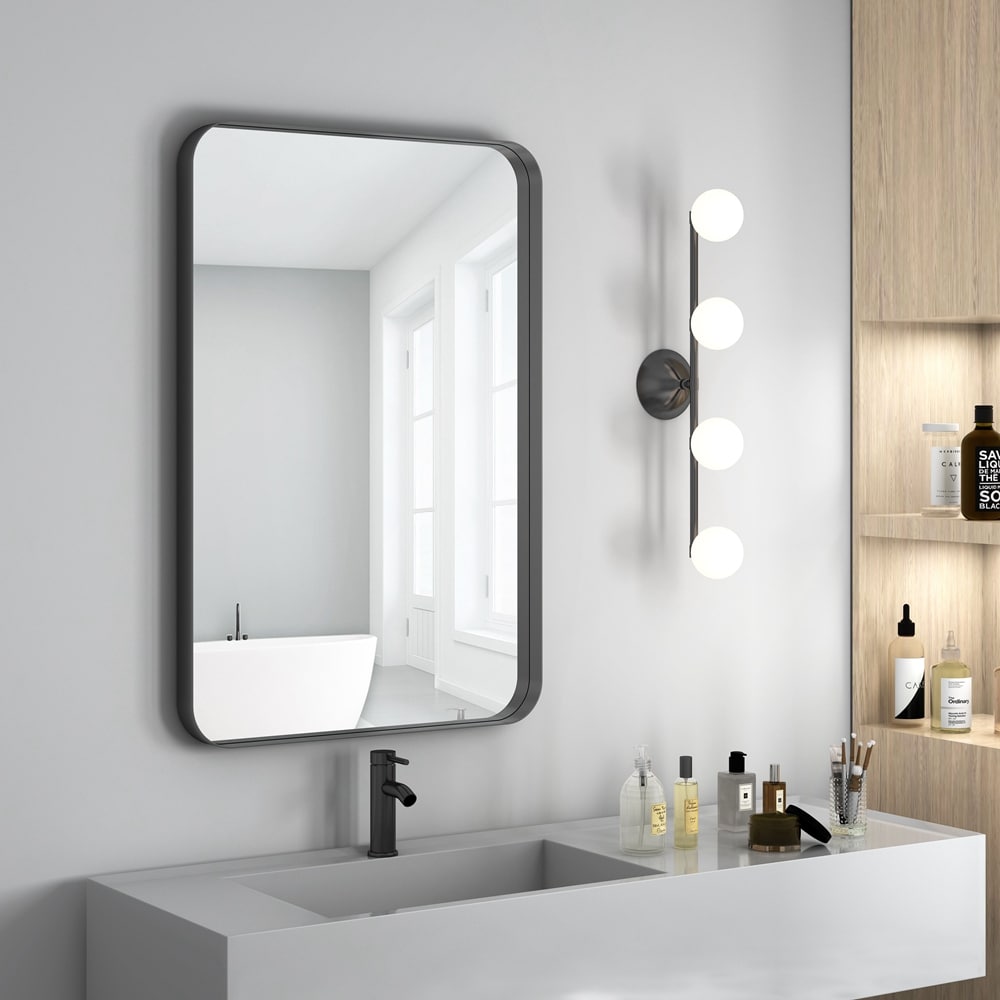 Metal Rectangles Wall Mirror - Black