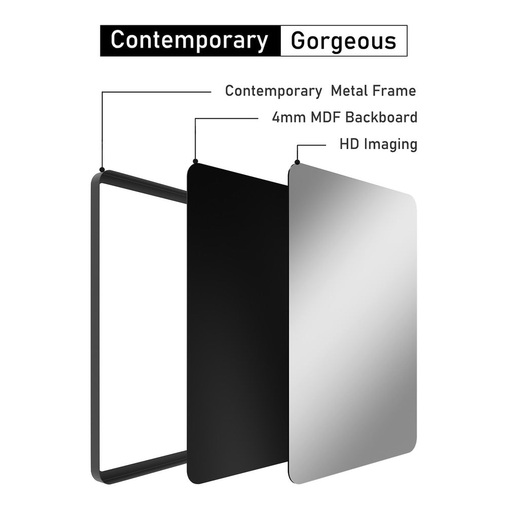 Metal Rectangles Wall Mirror - Black