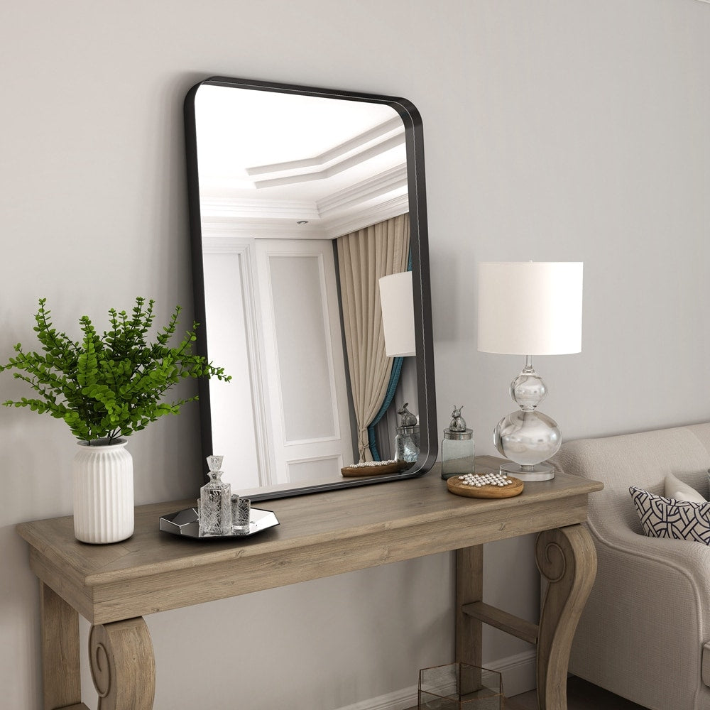 Metal Rectangles Wall Mirror - Black
