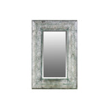 Metal Rectangular Wall Mirror Pierced Metal Design Verdigris