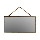 Bronze Metal Rectangular Wall Mirror with Rope Hangers