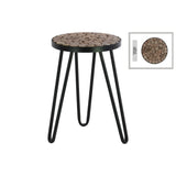 Metal Round Stool with 3 Flared Hairpin Legs, Black