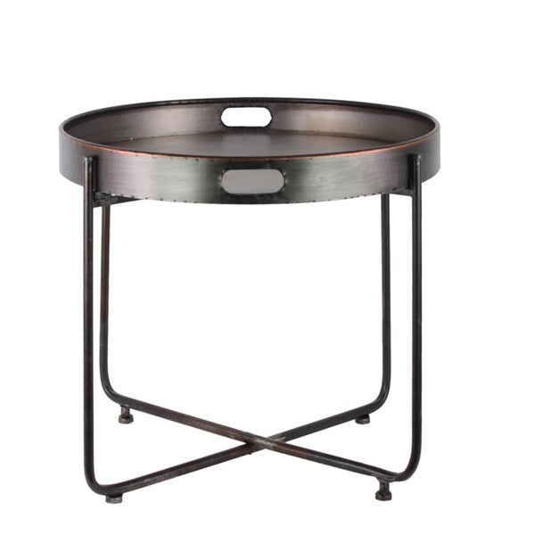 Metal Round Tray with Stand LG Gloss Finish Black