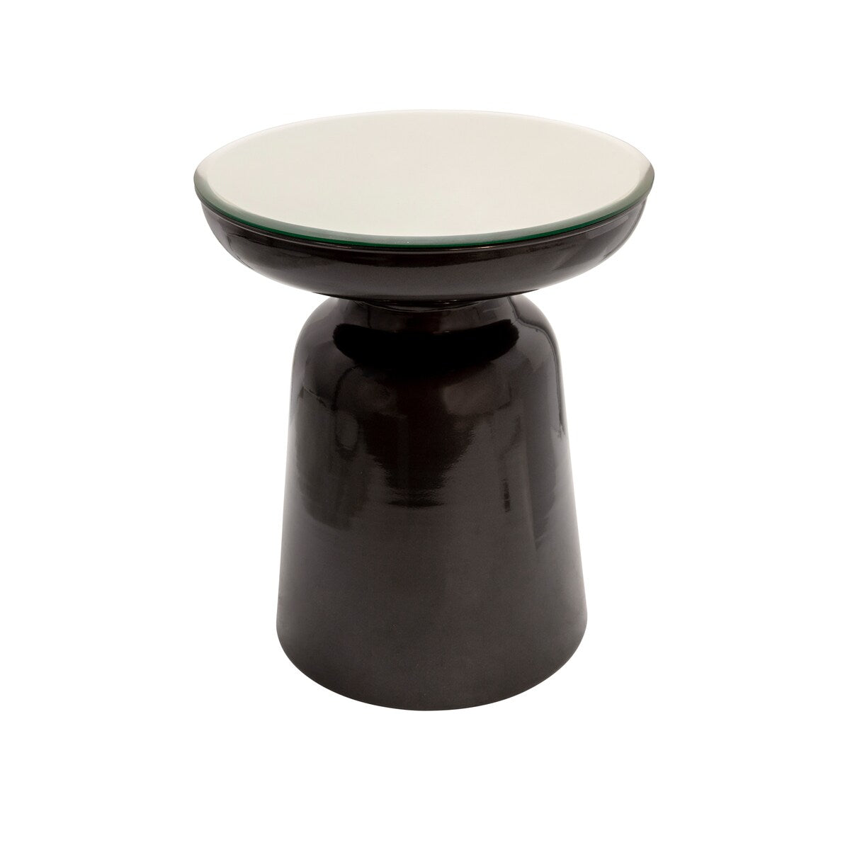Metal Side Table with Mirror Top, Gunmetal 19.0"H - 16.0" x 16.0" x 19.0"