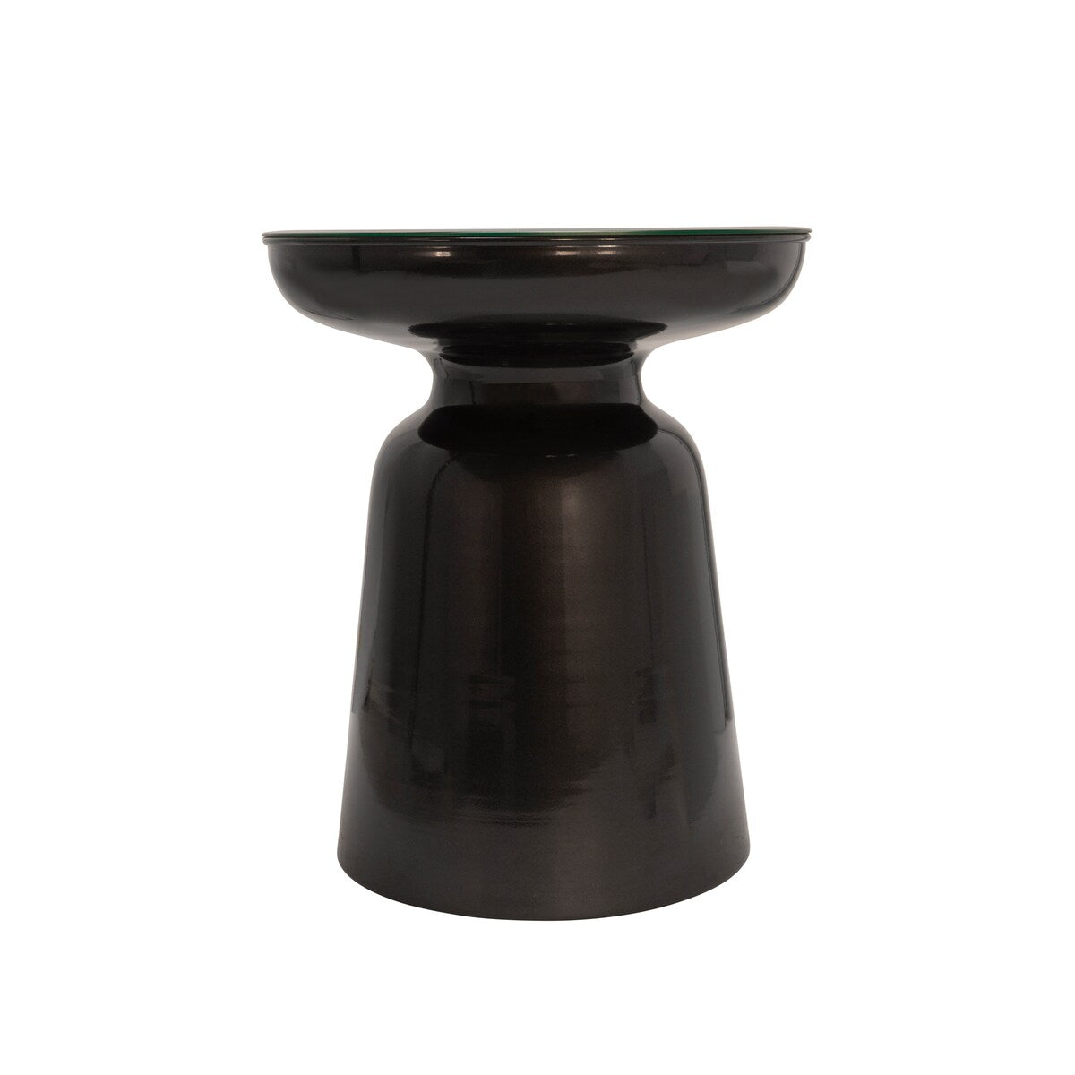 Metal Side Table with Mirror Top, Gunmetal 19.0"H - 16.0" x 16.0" x 19.0"
