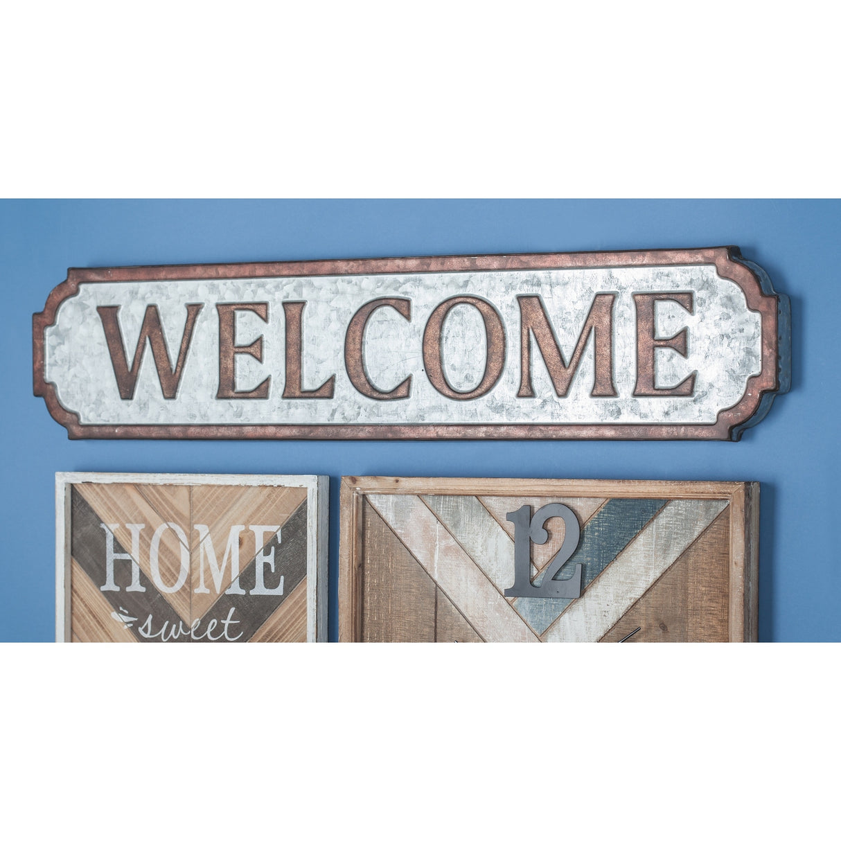 Metal Sign Welcome Wall Decor - Brown - Roche River Decor