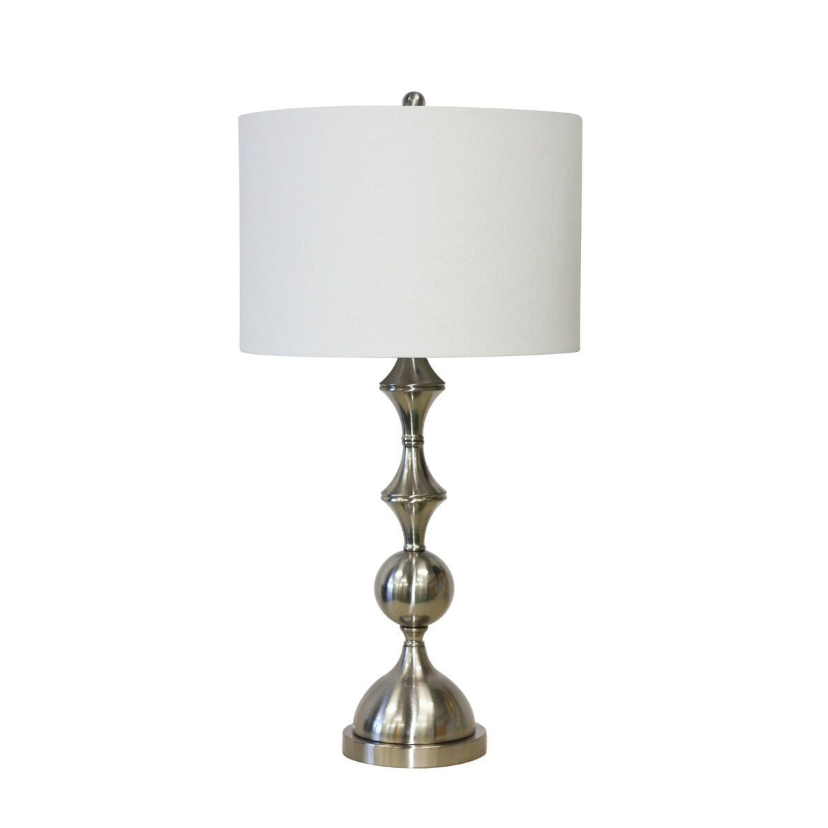 Metal Stacked Table Lamp, Silver, 32"