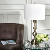 Metal Stacked Table Lamp, Silver, 32"