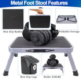 Metal Step Stool - Portable Folding Foot Stool - Non-Slip, Compact, 330lbs Capacity, Heavy Duty One Step Ladder for Kitchen