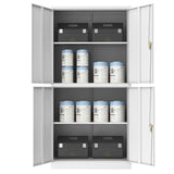 Metal Storage Cabinet Metal Cabinet with 4 Doors and Lock for Home