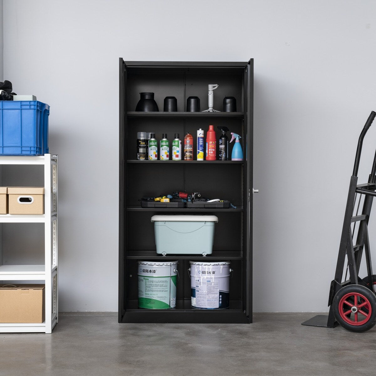 Metal Storage Cabinet with Durable Black Steel Design