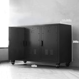 Metal Storage Cabinet with Wheels,3 Doors ,Sturdy and Durable Heavy Duty Utility Storage Cabinet for Office Storage Room