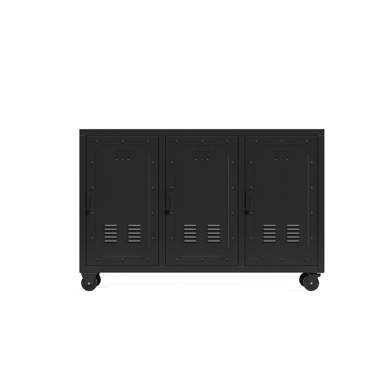 Metal Storage Cabinet with Wheels,3 Doors ,Sturdy and Durable Heavy Duty Utility Storage Cabinet for Office Storage Room