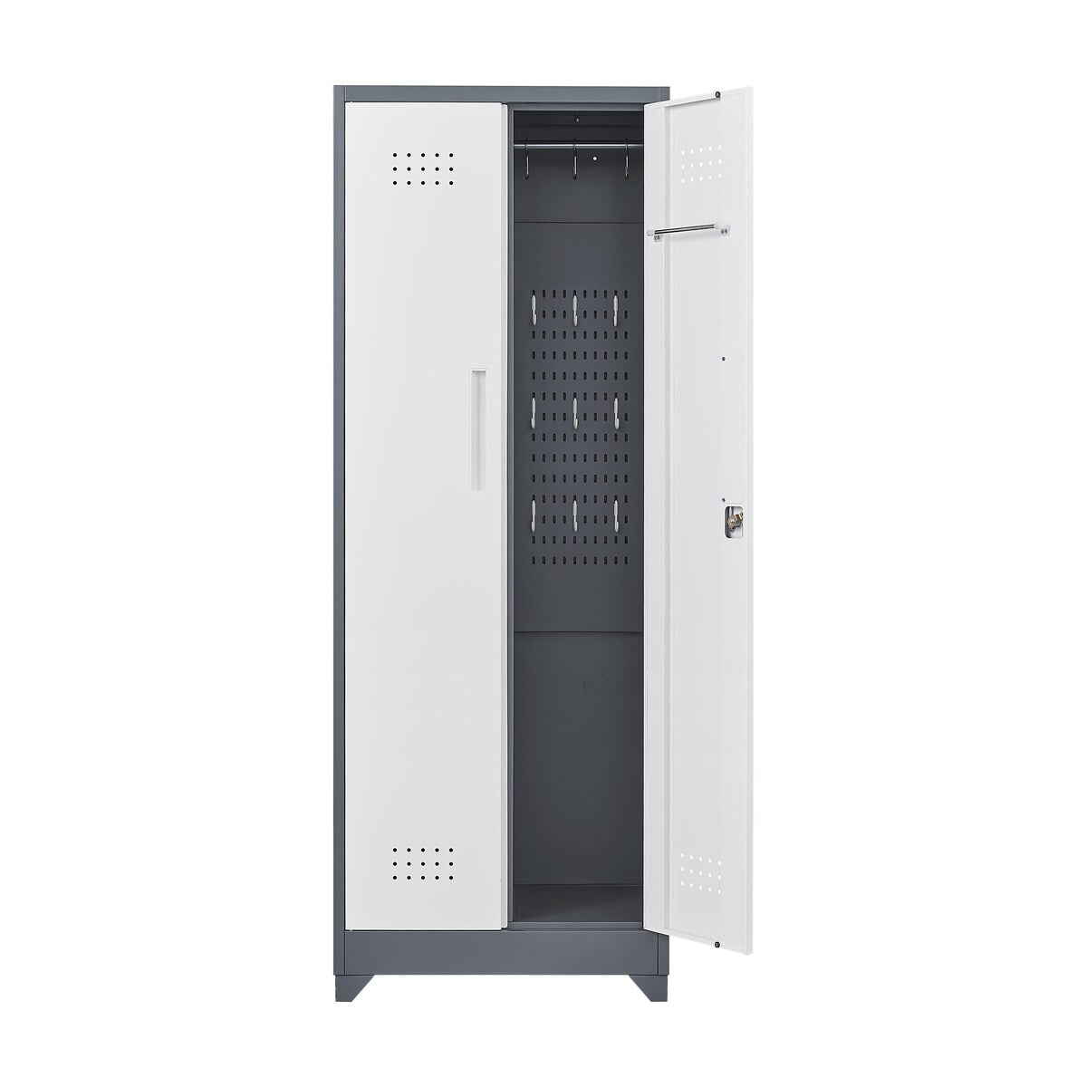 Metal Storage Cabinets, Cleaning Tool Cabinet with Locking Door, Tall Broom Tool Organizer and Storage, Large Storage Cabinet