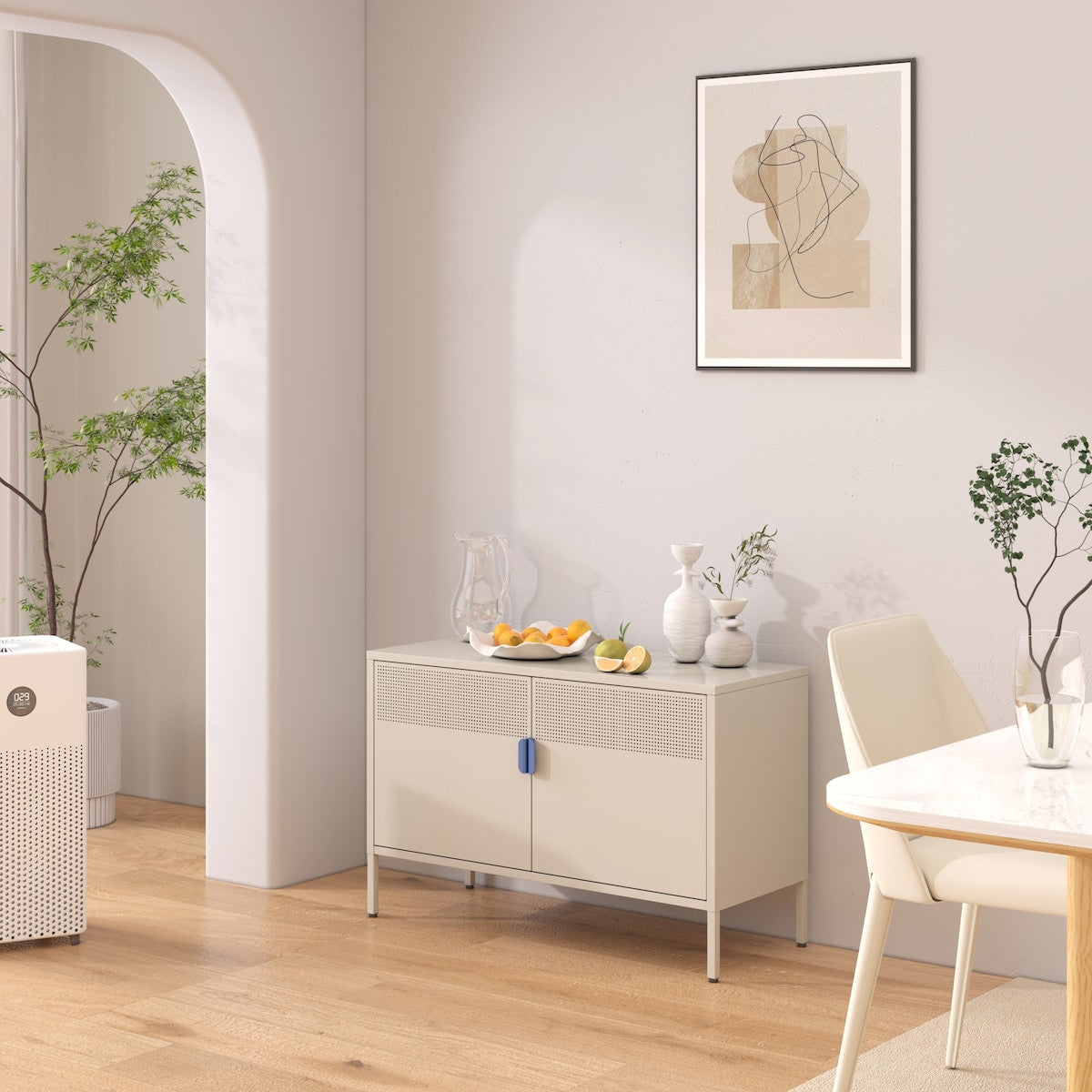 Metal Storage Locker Cabinet, Adjustable Shelves Free Standing Ventilated Sideboard Steel Cabinets