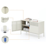 Metal Storage Locker Cabinet, Adjustable Shelves Free Standing Ventilated Sideboard Steel Cabinets
