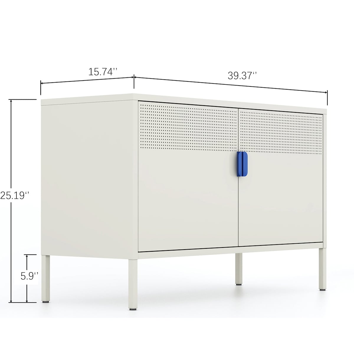 Metal Storage Locker Cabinet, Adjustable Shelves Free Standing Ventilated Sideboard Steel Cabinets