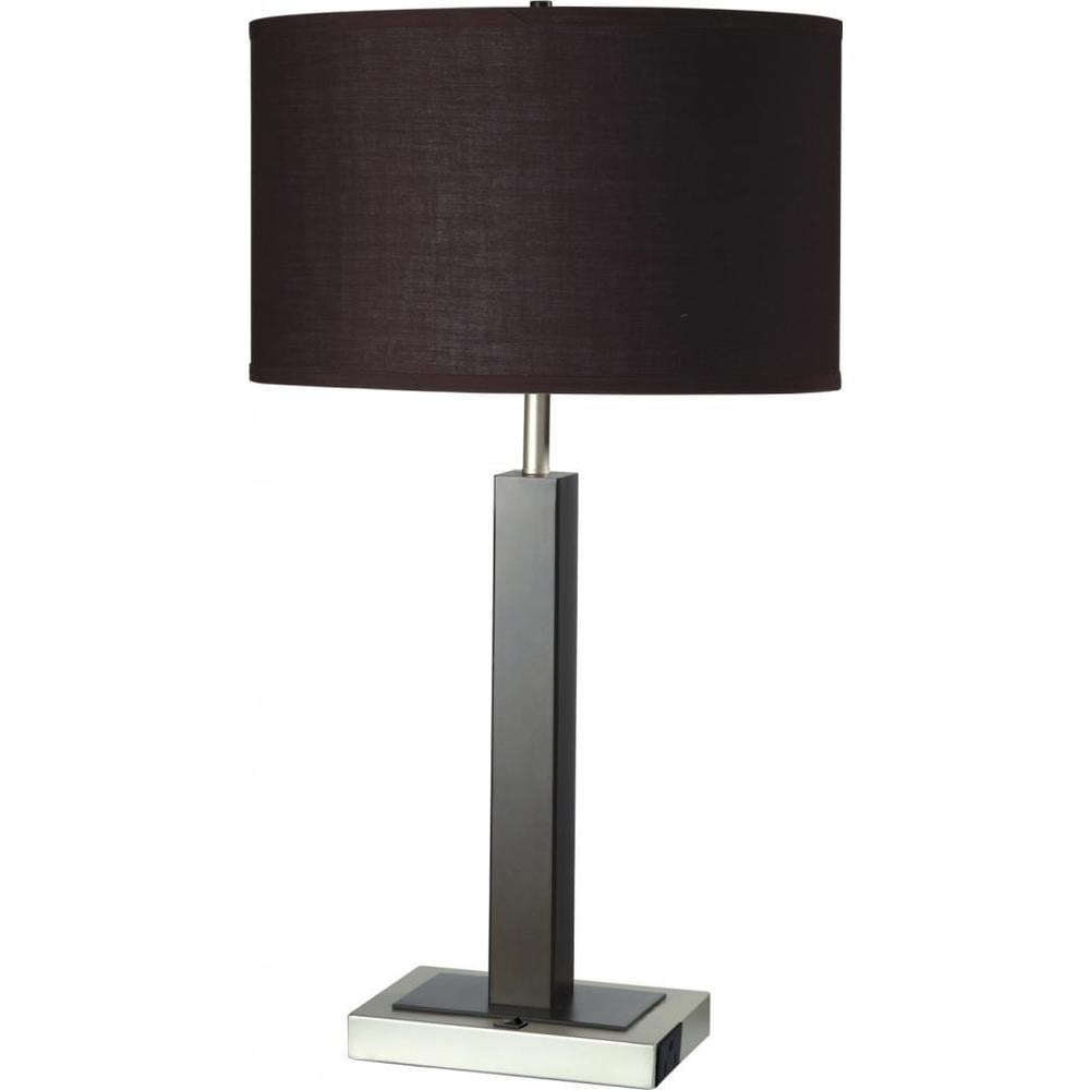 Single-light Espresso Brown Metal Table Lamp with Outlet Base