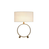 Metal Table Lamp with Round Base and Small Two Cylindrical Feet Underneath, Brass