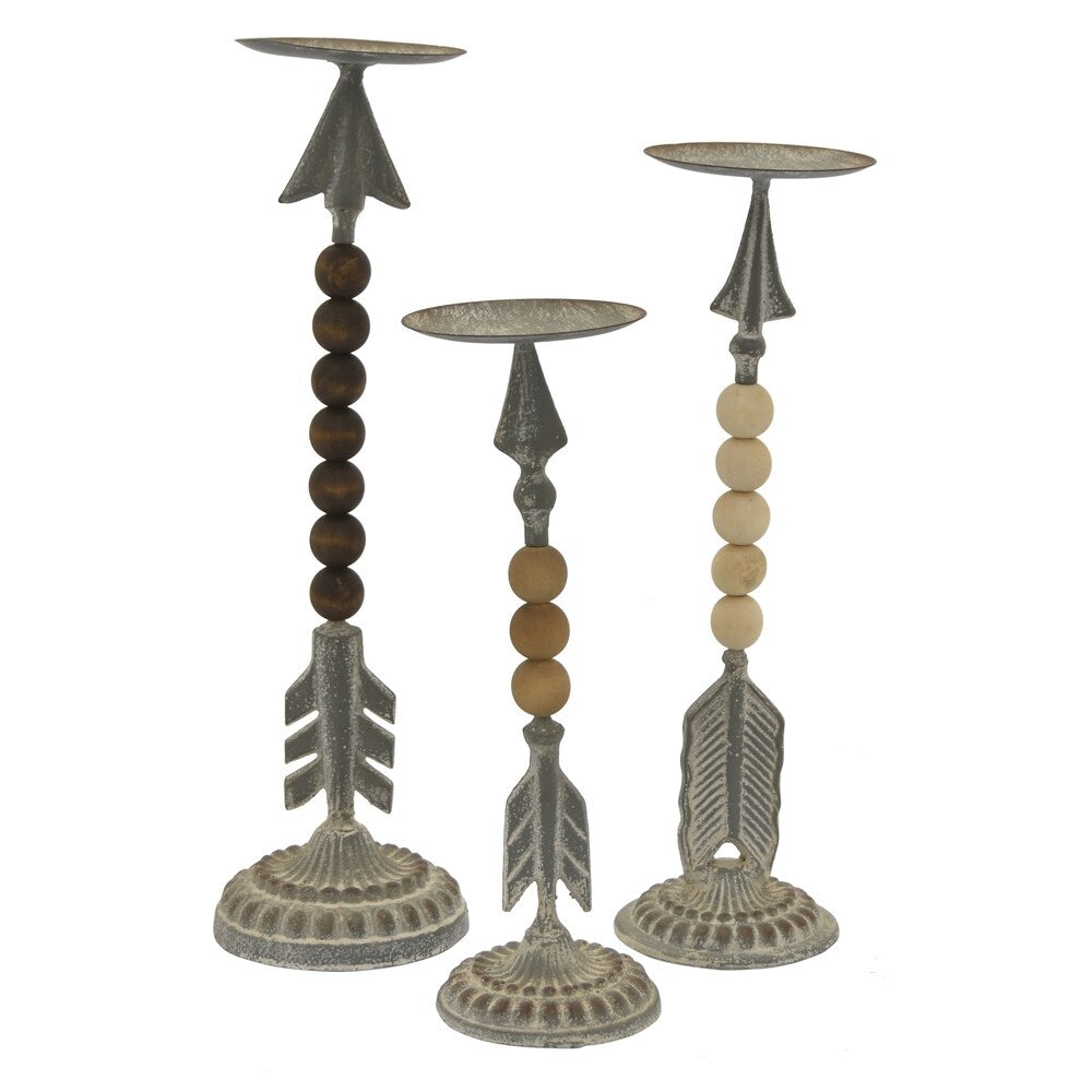 Metal Table Top Decor Set of 3 in Gray Metal 5in L x 5in W x 15in H