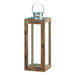Metal Top Square Wood Candle Lantern