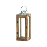 Metal Top Square Wood Candle Lantern