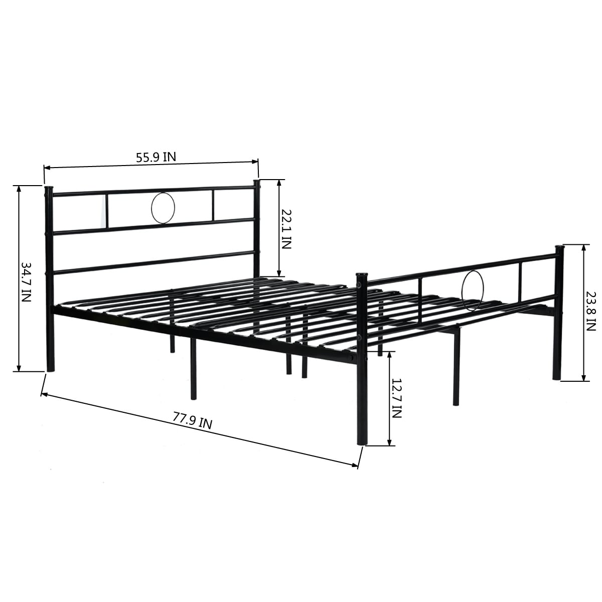 Metal Twin Bed Frame with Headboard & Footboard - Strong Steel Construction, Space-Saving Design, Easy Assembly