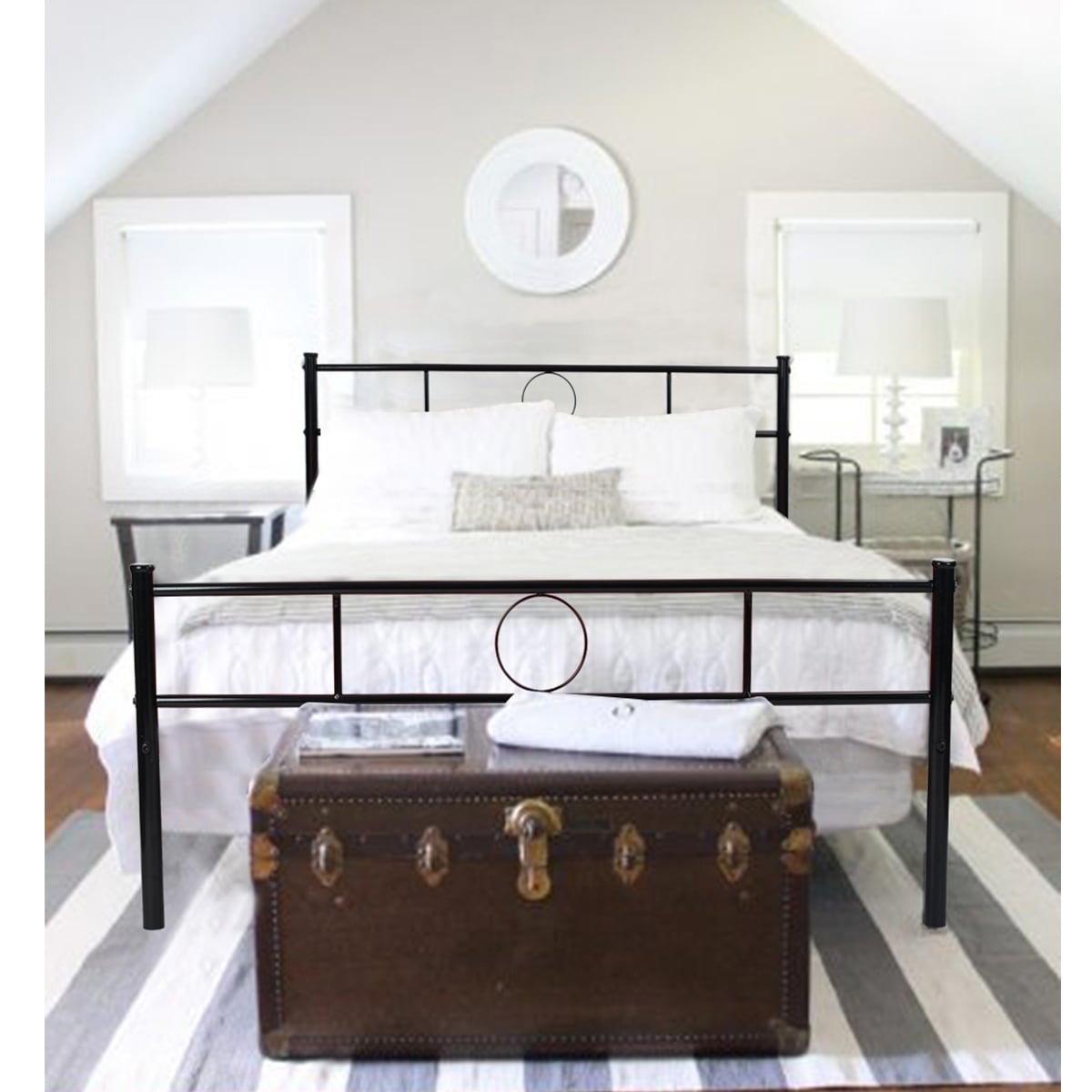 Metal Twin Bed Frame with Headboard & Footboard - Strong Steel Construction, Space-Saving Design, Easy Assembly