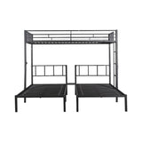 Metal Twin Size Triple Bunk Bed with Separated Twin Beds and Guardrail