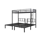 Metal Twin Size Triple Bunk Bed with Separated Twin Beds and Guardrail