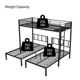 Metal Twin Size Triple Bunk Bed with Separated Twin Beds and Guardrail